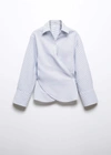 Mango Tweed Top With Wide Straps Blue In Blue