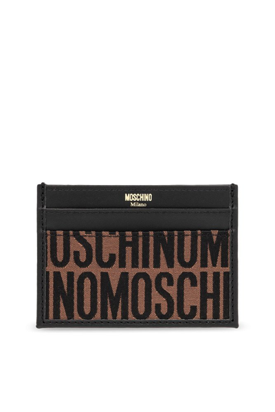 Moschino Logo Printed Card Holder In Brown