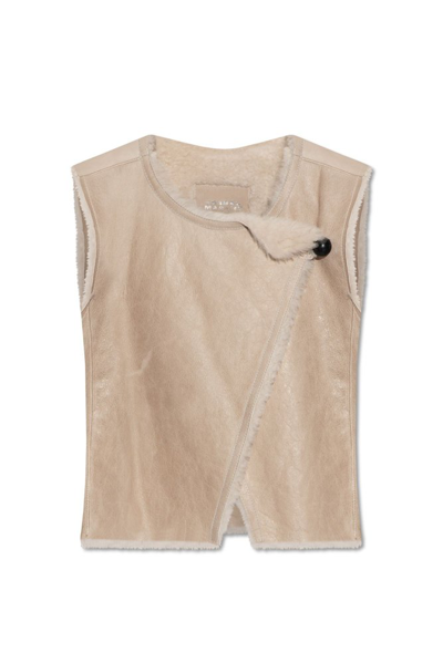 Isabel Marant Cassylia Cropped Shearling Vest In Neutrals