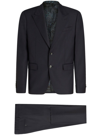 Etro Single-breasted Two-piece Suit In Grey