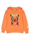 Msgm Logo-print Cotton Hoodie In Orange