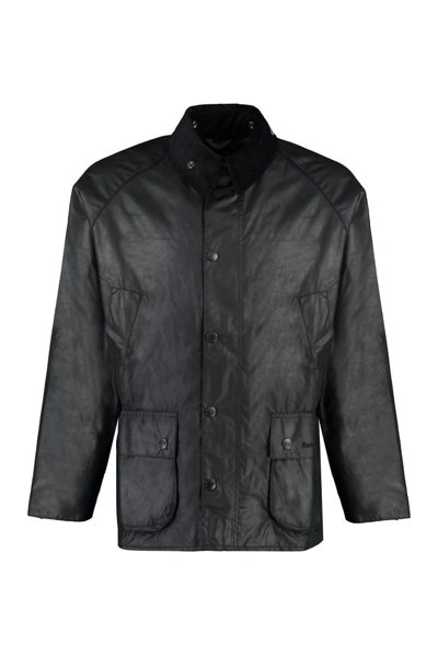 Barbour Bedale Waxed Long Sleeved Jacket In Black