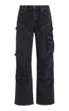 Agolde Wide Leg Cargo Jeans With Contrast Stitching In Black