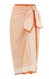 Soleil Soleil Printed Organic-cotton Square Pareo In Orange