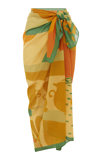 Soleil Soleil Printed Organic-cotton Square Pareo In Yellow
