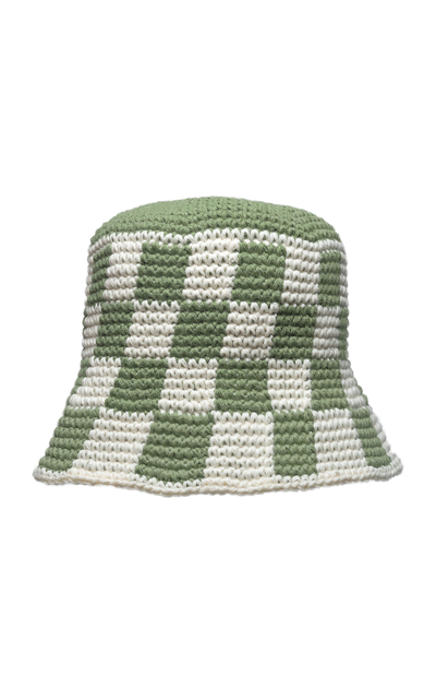 Memorial Day Checked Cotton Bucket Hat In Green