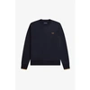 Fred Perry Navy Dark Caramel Crew Neck Sweatshirt In Blue