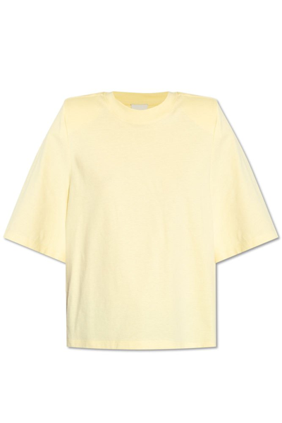 Isabel Marant Padded Shoulder Crewneck T In Yellow