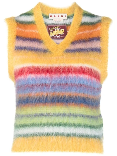 Marni Sleeveless Striped Wool Sweater In Multi-colored