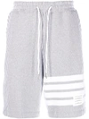 Thom Browne Grey Striped Bermuda Shorts In Light Grey