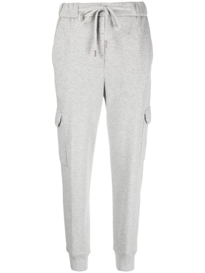 Peserico High-waist Cropped Track Trousers In Grey