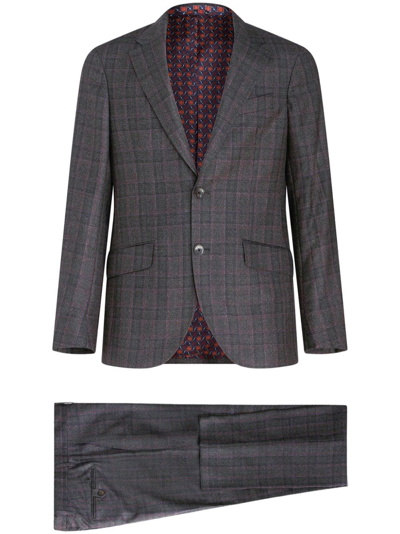 Etro Prince-of-wales Check Suit In Grey