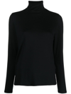 Majestic Stretch Jersey Turtleneck Top In Noir