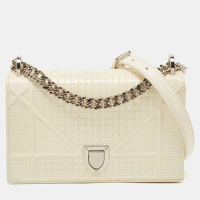 Pre-owned Dior Ama Flap Bag In White