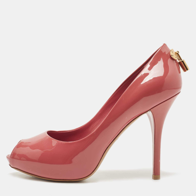 Pre-owned Louis Vuitton Red Patent Leather Oh Really! Pumps Size 36.5 In Pink