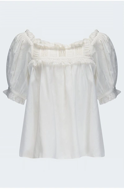 Doen Frances Top In Salt Lace In White