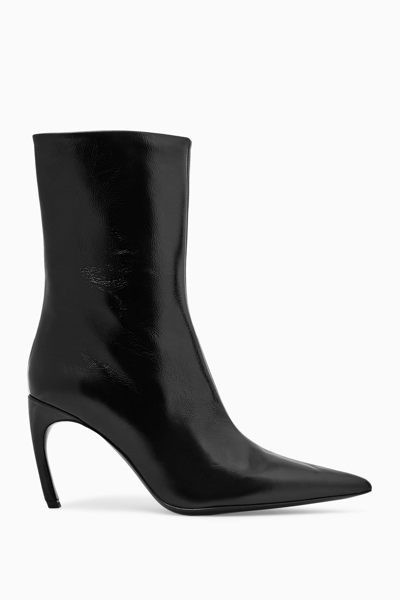 Cos Pointed Patent-leather Ankle Boots In Blue