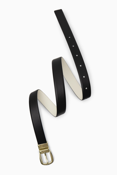 Cos Reversible Leather Belt In Black