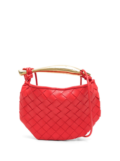 Bottega Veneta Womens Vernis-muse Brass Sardine Mini Intrecciato Leather Cross-body Bag In Red