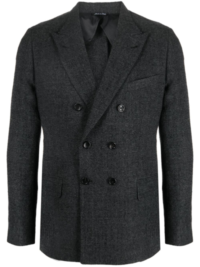 Reveres 1949 Checked Double-breasted Blazer In Grey