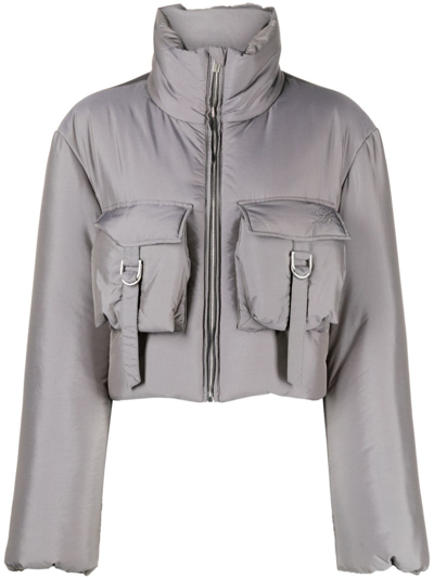 Blumarine Cropped Padded Jacket In N0966 Shark Grey