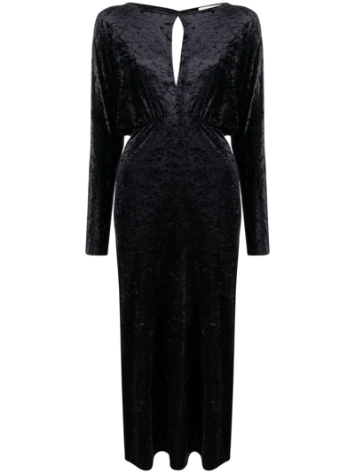 P.a.r.o.s.h Velvet Long-sleeve Maxi Dress In Black