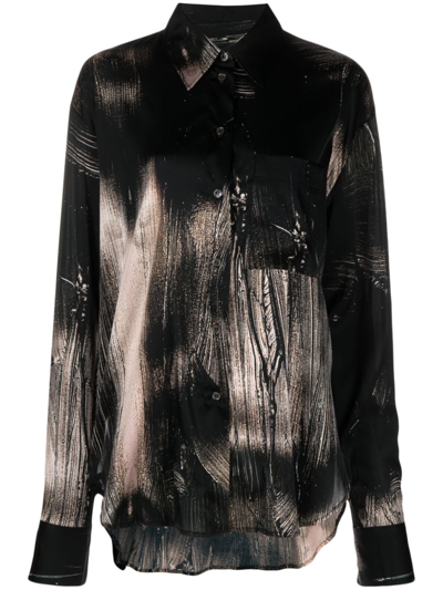 Louisa Ballou Abstract-pattern Print Long-sleeve Shirt In Black