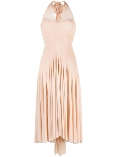 Philosophy Di Lorenzo Serafini Ruched Halterneck Midi Dress In Neutrals