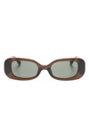Linda Farrow Engraved-logo Arm Sunglasses In Brown