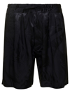 TOM FORD BLACK JACQUARD PLEAT SHORT WITH LEAF PRINT IN VISCOSE MAN