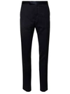 TAGLIATORE BLUE PANTS WITH SATIN WAISTBAND AND WELT POCKETS IN WOOL MAN