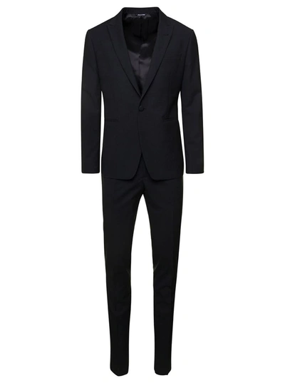 Reveres 1949 Single-breasted Virgin Wool Suit In Black
