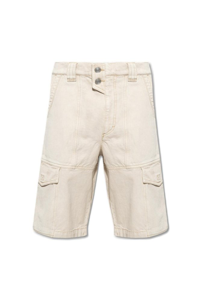 Isabel Marant Cargo Cotton Shorts In Ecru