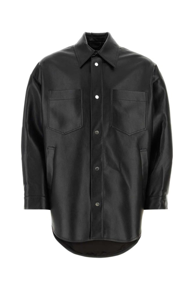 Nanushka Martin Faux-leather Shirt Jacket In Black