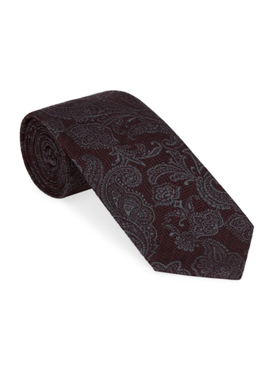 Brunello Cucinelli Men's Silk And Virgin Wool Tie With Paisley Design In Red