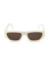 Gucci Men's  Logo 53mm Rectangular Sunglasses In Ivory