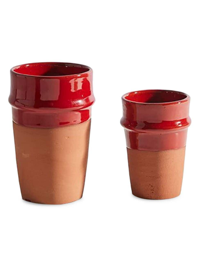 Verve Culture Moroccan Beldi Ceramic Cups In Red