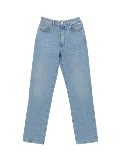 Gcds Chocker Embellished High Waist Jeans In Blue