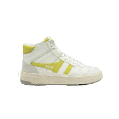 Gola Allcourt High-top Trainer In White/sulphur, Women's At Urban Outfitters In Red