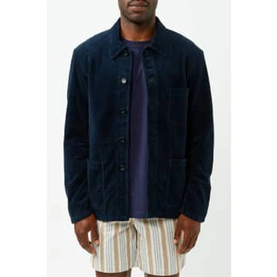 Vétra Navy Weaved Irregular Cord Jacket In Blue