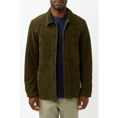 Vétra Olive Soft Cord Weaved Jacket In Green