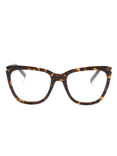 Saint Laurent Tortoiseshell-effect Cat-eye Glasses In Black