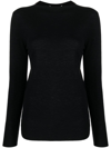 Tibi Long-sleeved Jersey T-shirt In Black