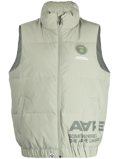 Aape By A Bathing Ape Logo-patch Padded Gilet In Green