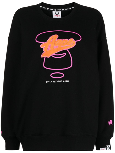 Aape By A Bathing Ape Logo-embroidered Cotton Sweatshirt In Black