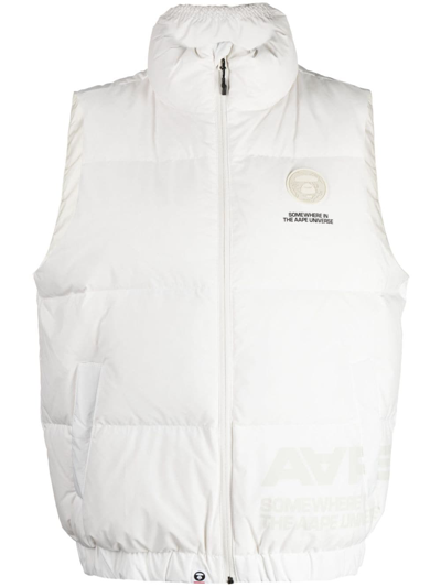Aape By A Bathing Ape Logo-patch Puffer Gilet In White