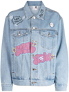 A BATHING APE GRAFFITI-PRINT BUTTONED DENIM JACKET