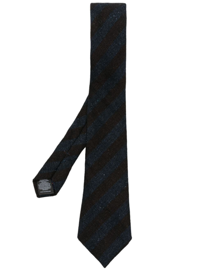 Paul Smith Striped Pointed Tie In Brown