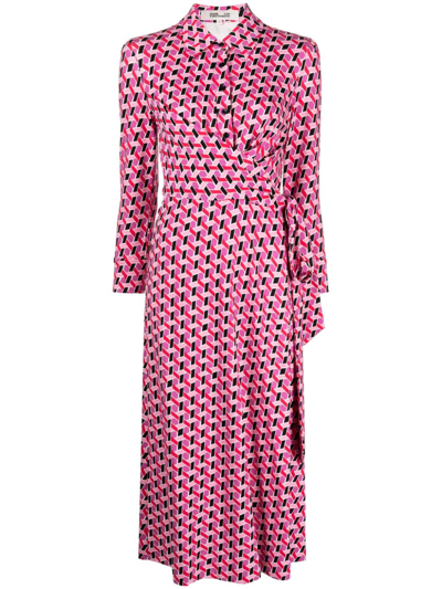 Diane Von Furstenberg Geometric-print Midi Dress In Pink