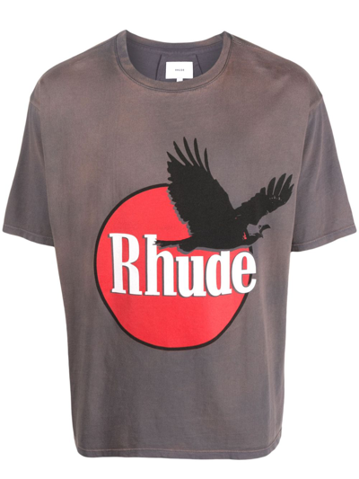 Rhude Gray Eagle T-shirt In Grey